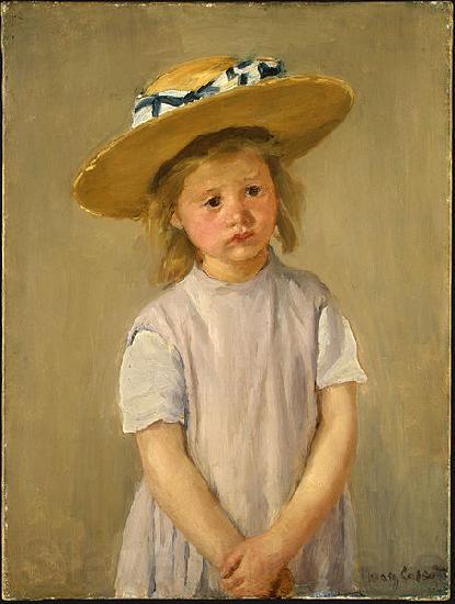 Mary Cassatt Child in a Straw Hat Norge oil painting art